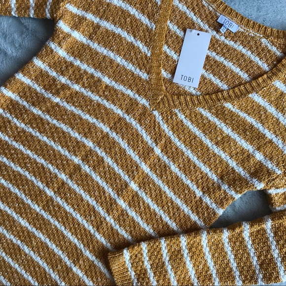 Tobi Sweaters - NWT Tobi Mustard Golden White Striped Sweater